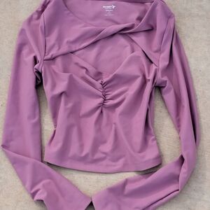 Old Navy PowerSoft Ruched Active Top Mauve Medium NWOT Gym Yoga
